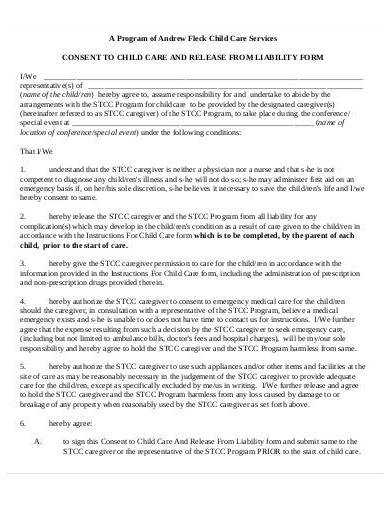 child and release from liability form
