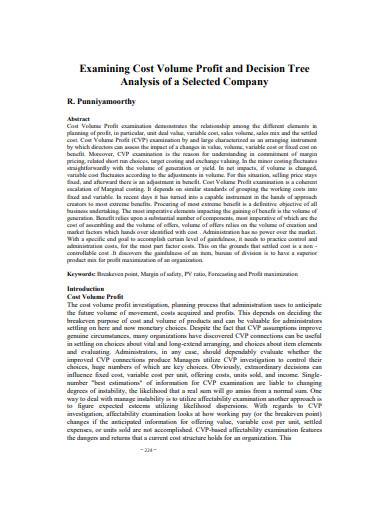 company cost volume profit analysis template