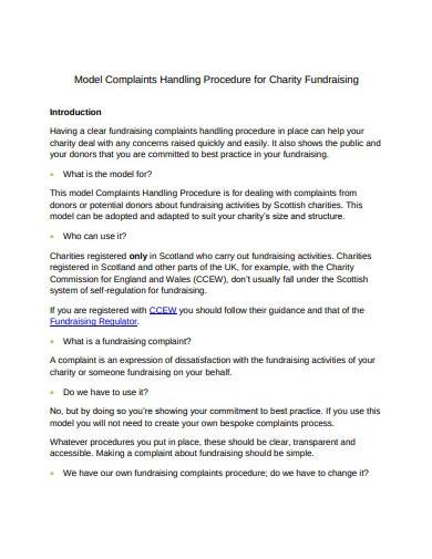 complaints procedure for charity fundraising