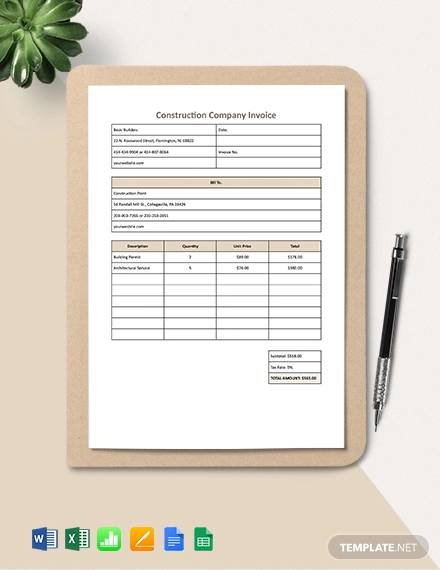 construction company invoice template1