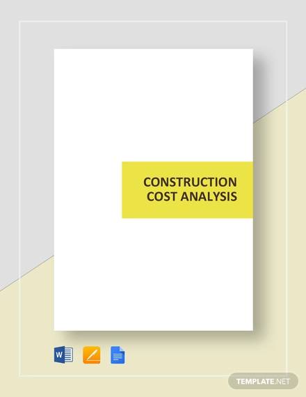 construction cost analysis template