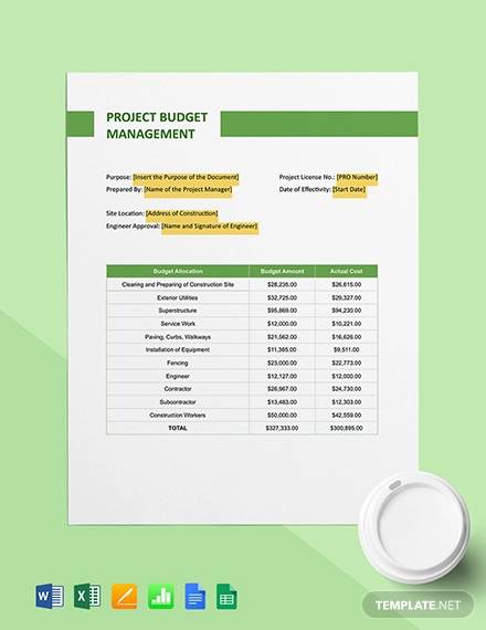 construction project budget management template