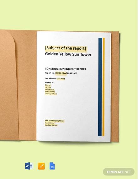 construction project buyout report template