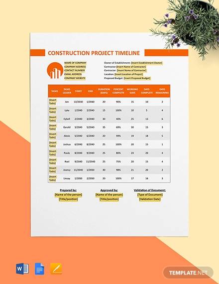 construction project timeline template