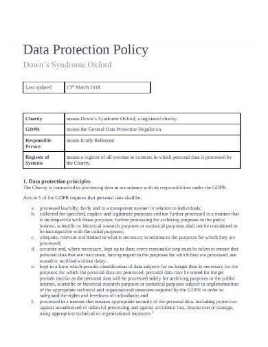 FREE 10 Charity Data Protection Policy Samples Templates In MS Word 