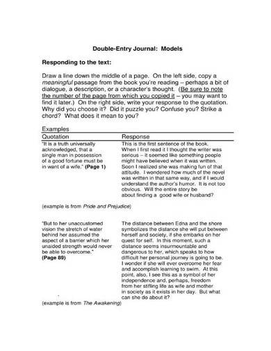 double entry journal models template