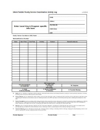 faculty coordination activity log template