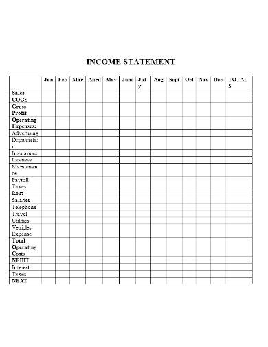 financial income statement template