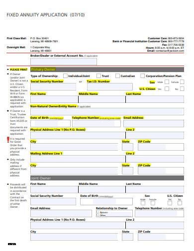 fixed annuity application template