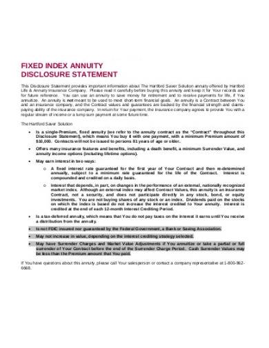 fixed index annuity disclosure statement