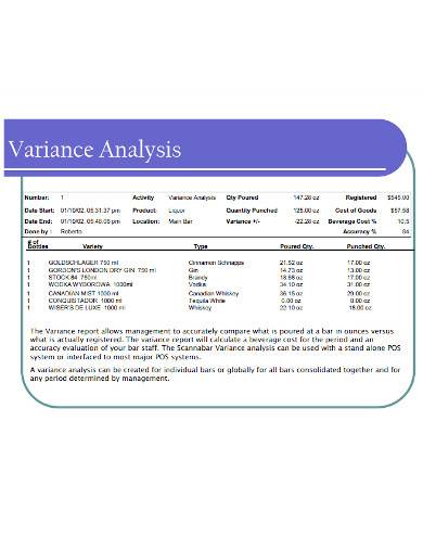 formal variance analysis report template