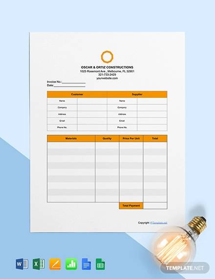 free construction invoice template word