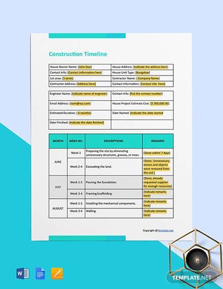 free blank construction timeline template