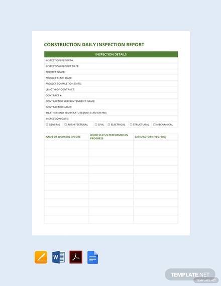 FREE 13  Construction Inspection Report Samples in PDF MS Word