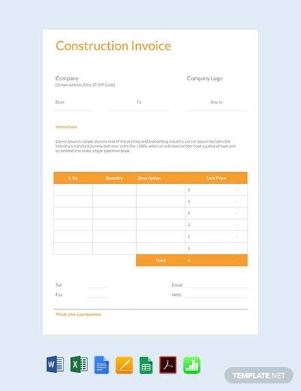 free construction invoice template1