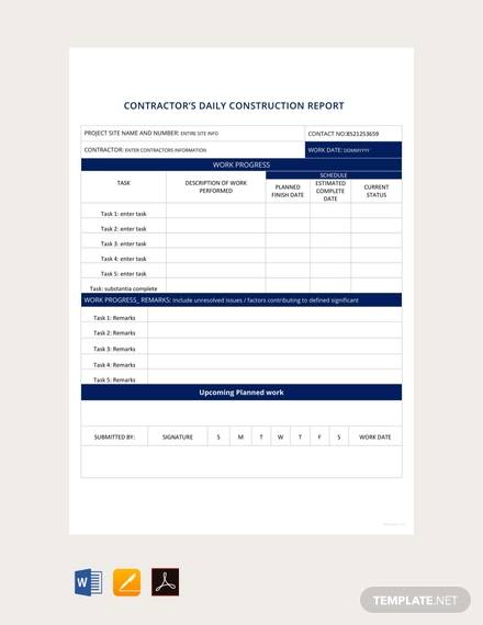 free daily construction report template
