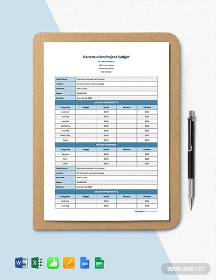 free sample construction project budget template
