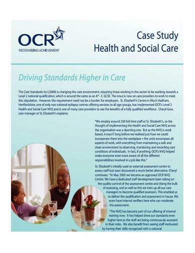 health and social case study sample