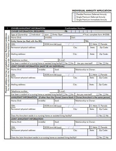 individual annuity application template