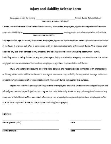 injury and liability release form