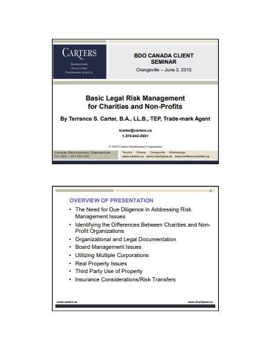 legal risk management for charities and non profits