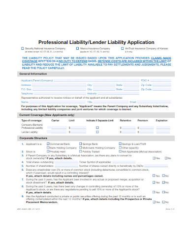 lender liability application templates