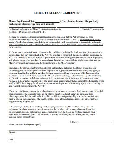 liability release agreement template