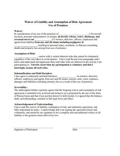 liability and assumption of risk agreement