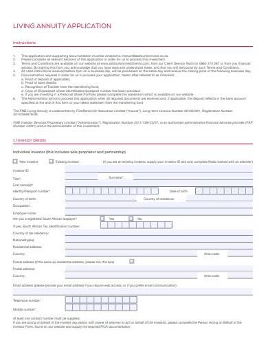 living annuity application example