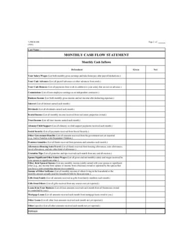 monthly cash flow statement template