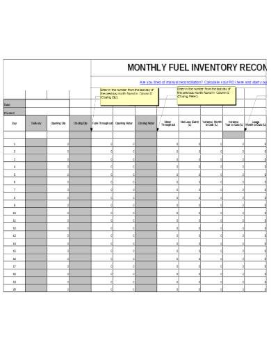 monthly inventoy reconciliation template