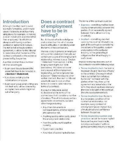 overview of charity employment contract