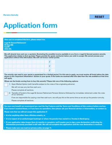 pension annuity application form