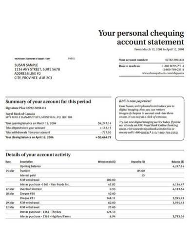 FREE 10 Account  Statement  Samples Templates in PDF MS 