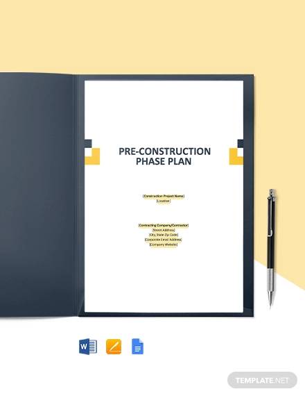 pre construction phase plan template