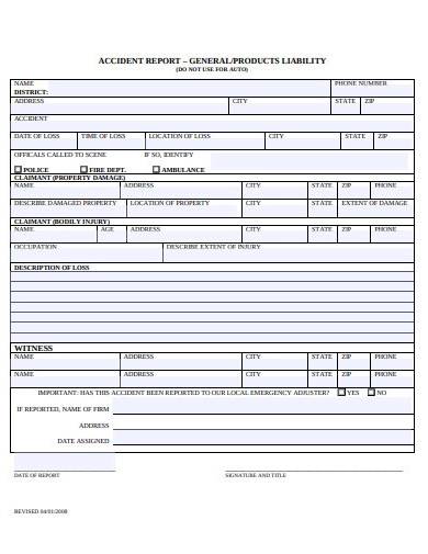 product liability report template