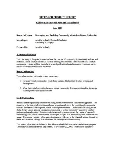 research project report template