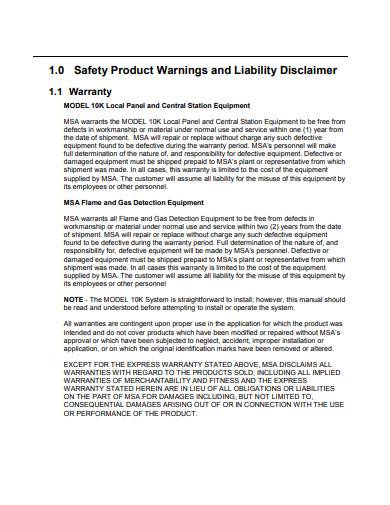 safety product warnings and liability disclaimer