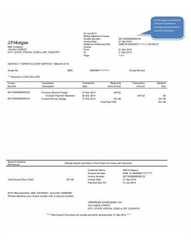sample bank account statement