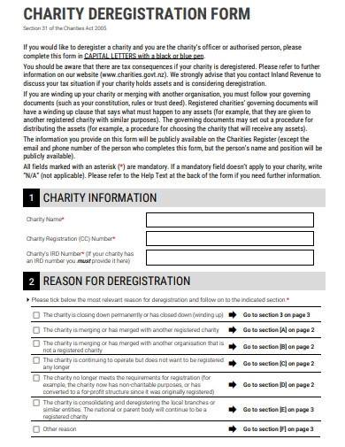 sample charity deregistration form