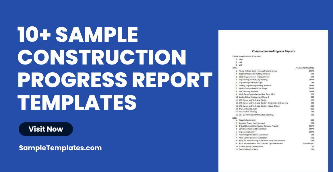 sample construction progress report templates