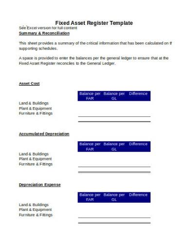 sample fixed asset register template