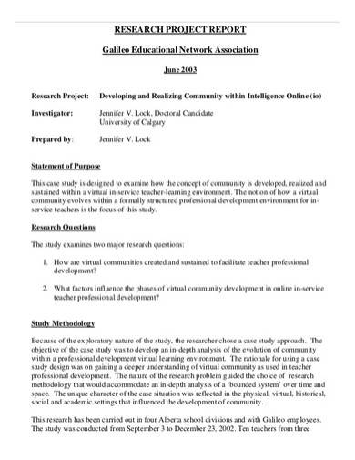 sample research project report template