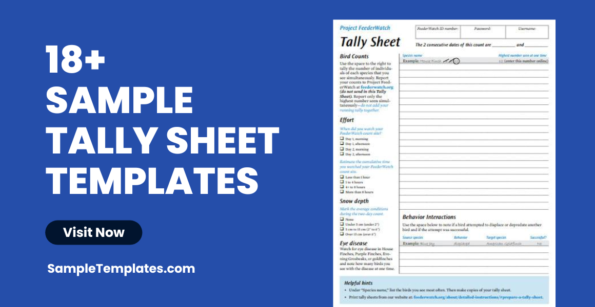 sample tally sheet templates