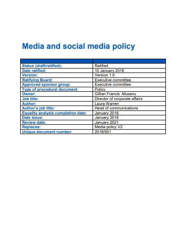 simple charity social media policy