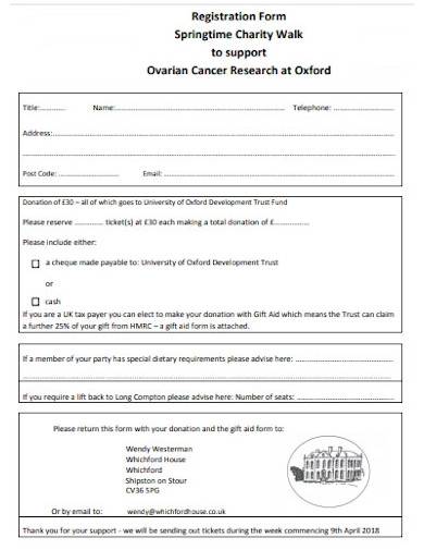 simple charity walk registration form
