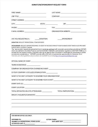 sponsorship request form sample