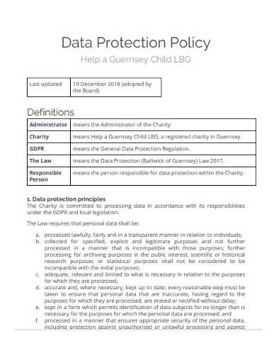 standard charity data protection policy