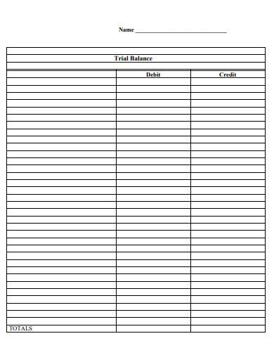 trail balance sheet template