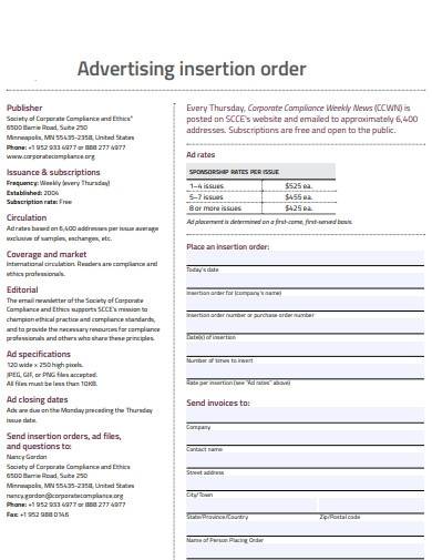 advertising insertion order sample1